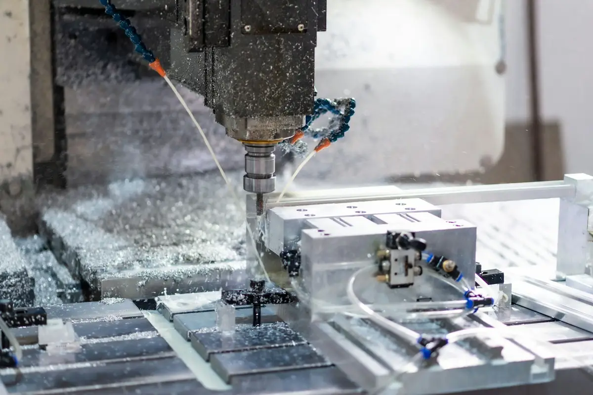 Trung tâm gia công CNC đang phay chi tiết nhôm